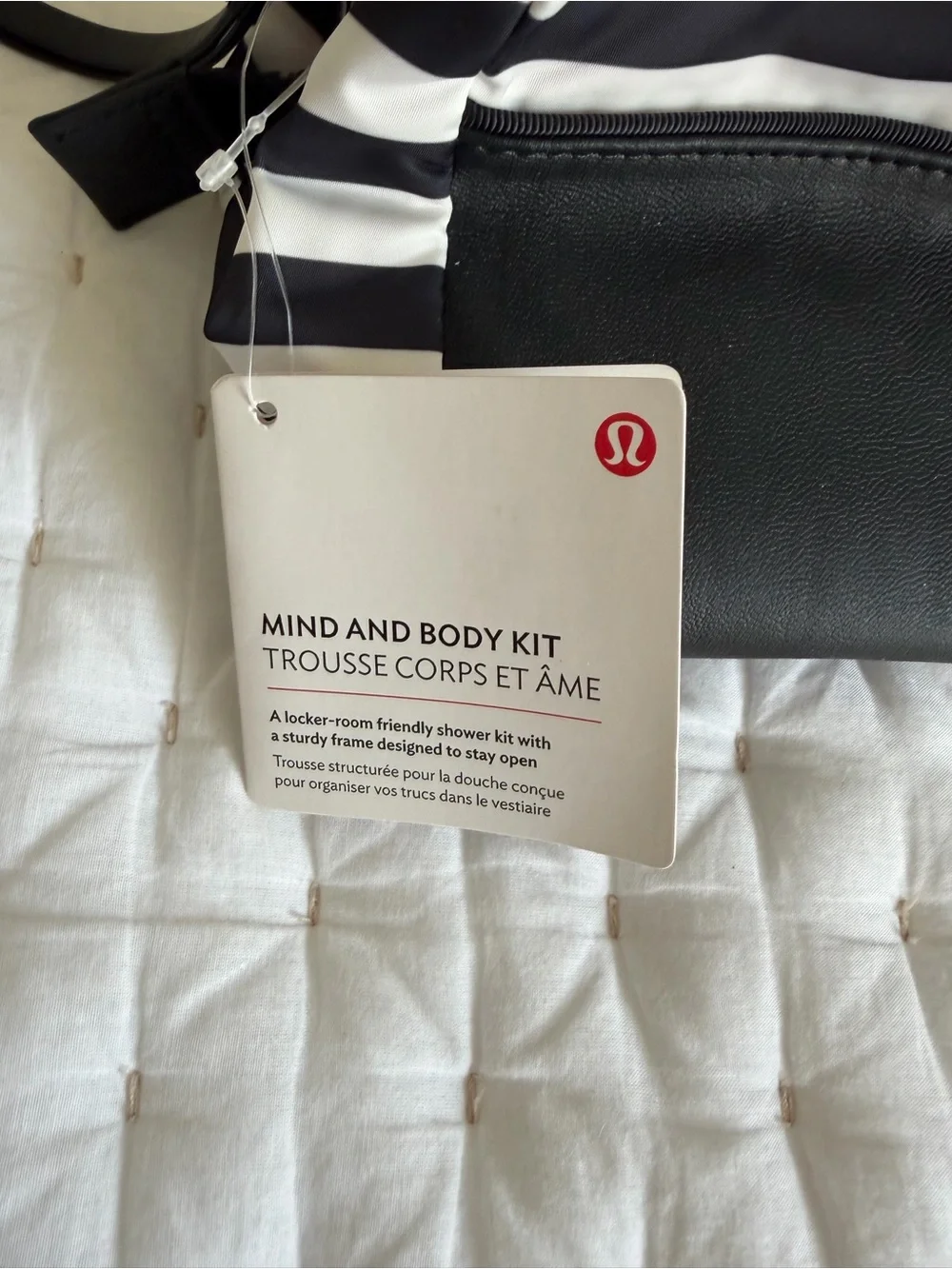 lululemon athletica Black and White Striped  Mind and Body Toiletry Kit